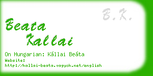 beata kallai business card